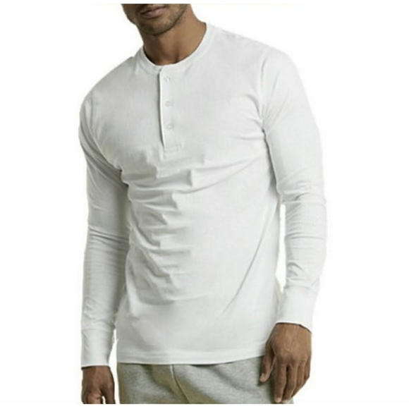 MEN'S 3 BUTTON LONG SLEEVE HENLEY - White - Picture 4 of 9